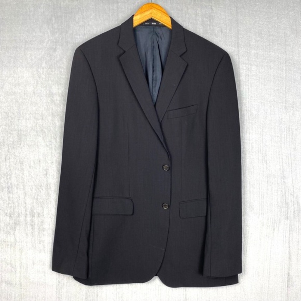 BOSS Wool Blazer Mens 40R Black USA Union Made Tailored Quiet‎ Luxury